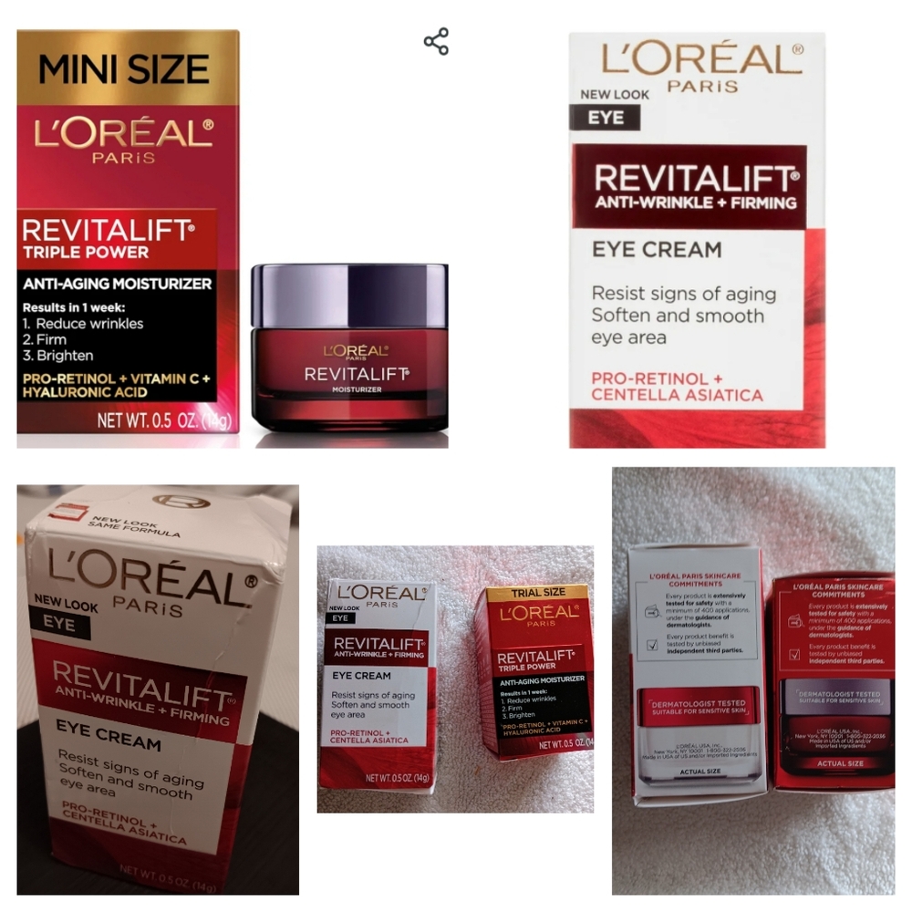 L'Oreal revitalift eye cream and the anti-aging moisturizer new in package